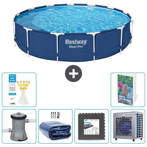 Bestway Steel Pro, piscina in acciaio, rotonda - 396x84 cm - composta da 5 parti, modello S190