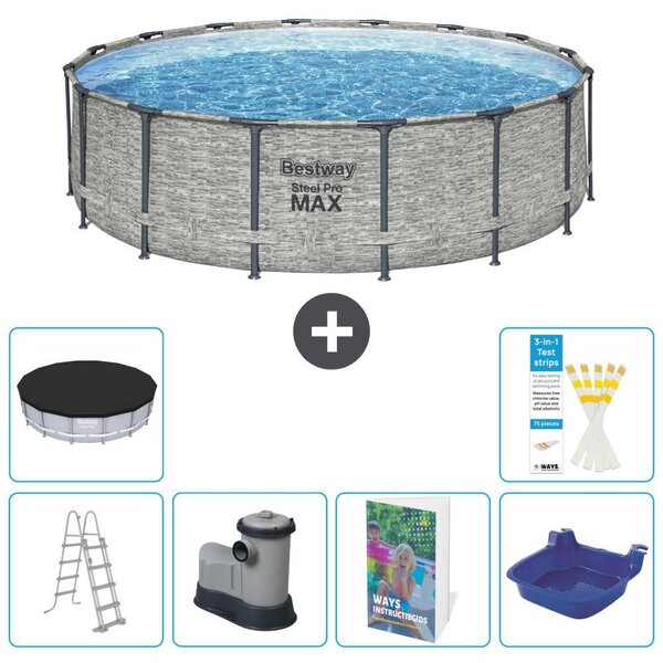 Piscina gonfiabile Bestway Steel Pro MAX, rotonda, 488x122 cm, composta da 5 parti, modello S662
