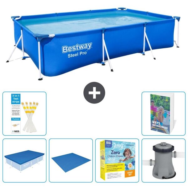 Bestway Steel Pro, piscina rettangolare - 300x201x66 cm - composta da 5 parti, modello S24