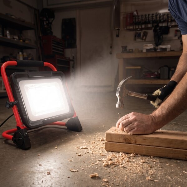 Proiettore LED con stativo ELION LED/100W/230V 4000K IP65 rosso/nero