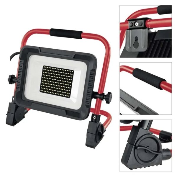 Proiettore LED con stativo ELION LED/100W/230V 4000K IP65 rosso/nero