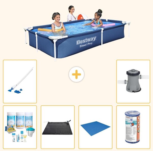 Bestway Steel Pro, piscina rettangolare - 221x150x43 cm - 7 pezzi - Modello S22062