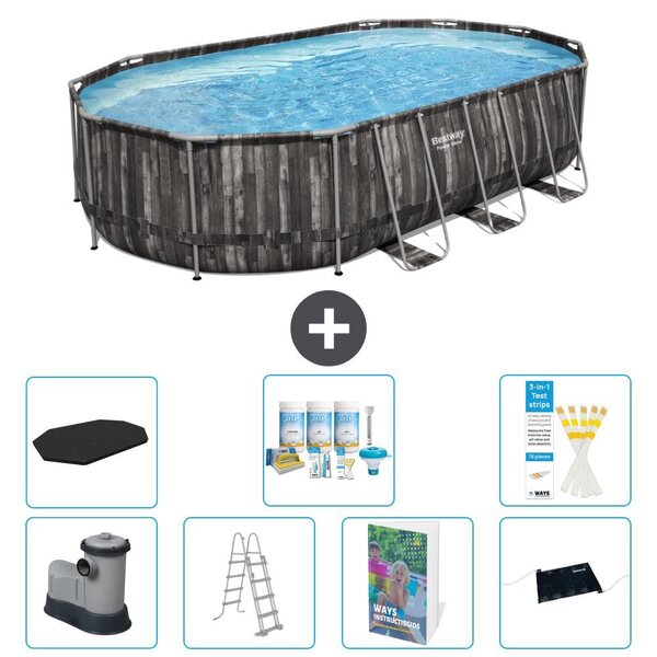 Bestway Power Steel, piscina ovale - 610x366x122 cm - composta da 6 parti, modello S632