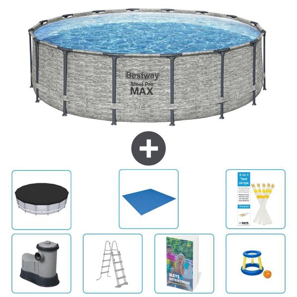 Piscina gonfiabile Bestway Steel Pro MAX, rotonda, 488x122 cm, composta da 6 parti, modello S568