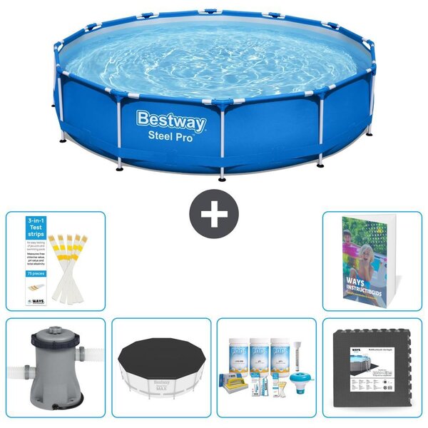 Piscina gonfiabile Bestway Steel Pro, rotonda, dimensioni 366x76 cm, composta da 5 parti, modello S238