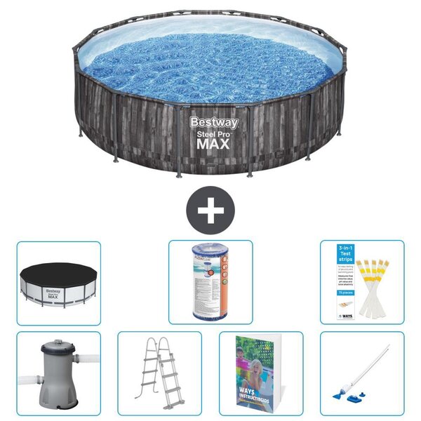 Bestway Steel Pro MAX, piscina in acciaio, forma rotonda - 427x107 cm - composta da 6 parti, modello S549