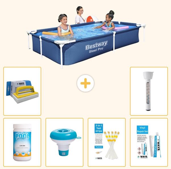 Bestway Steel Pro, piscina rettangolare - 221x150x43 cm - 7 pezzi - Modello S22290