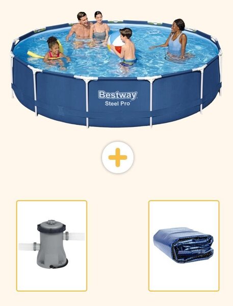 Bestway Steel Pro, piscina in acciaio, rotonda - 396x84 cm - composta da 3 parti, modello S22312