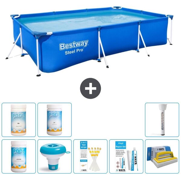 Bestway Steel Pro, piscina rettangolare - 300x201x66 cm - 9 pezzi - Modello S43325