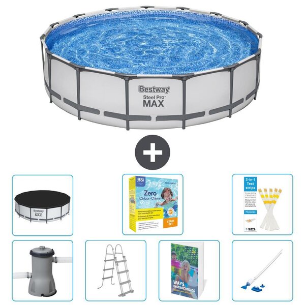 Bestway Steel Pro MAX, piscina in acciaio, forma rotonda - 457x122 cm - composta da 6 parti, modello S544