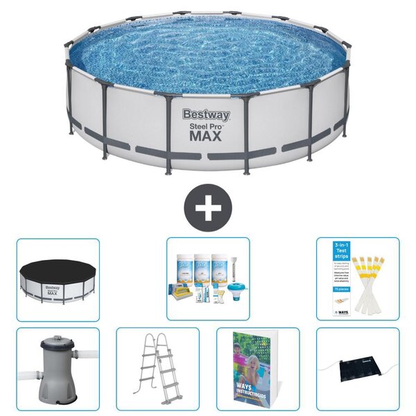 Bestway Steel Pro MAX, piscina in acciaio, forma rotonda, dimensioni 427x122 cm, composta da 6 parti, modello S632