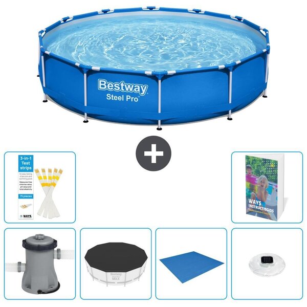 Piscina gonfiabile Bestway Steel Pro, rotonda, dimensioni 366x76 cm, composta da 5 parti, modello S248
