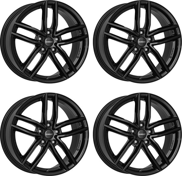 4 cerchi Dezent TR neri 6,5Jx16 5x100 per Skoda Fabia, Kamiq, Octavia, Praktik, Rapid, Roomster e Scala