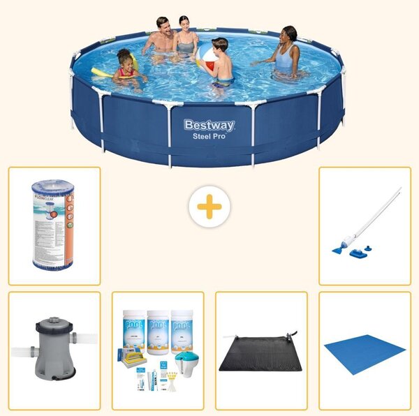Bestway Steel Pro, piscina in acciaio, rotonda - 396x84 cm - composta da 7 elementi, modello S22110