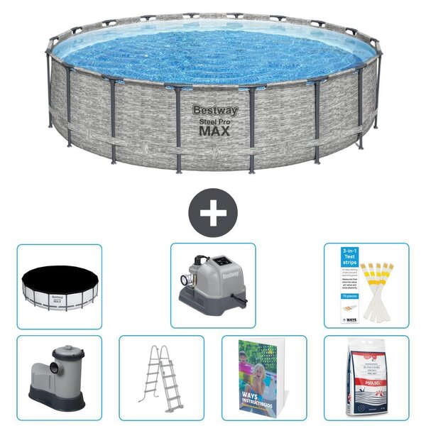 Bestway Steel Pro MAX, piscina in acciaio, forma rotonda - 549x122 cm - composta da 6 parti, modello S649