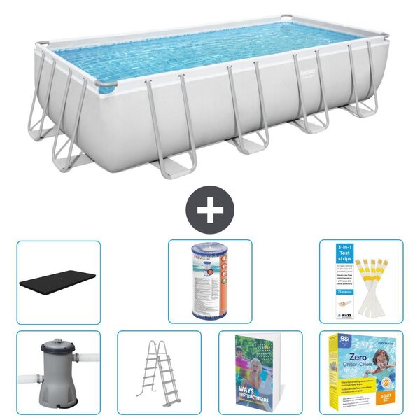 Bestway Power Steel, piscina rettangolare - 488x244x122 cm - composta da 6 parti, modello S572