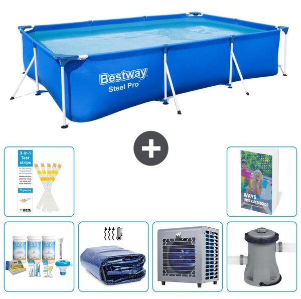 Bestway Steel Pro, piscina rettangolare - 300x201x66 cm - composta da 5 parti, modello S128