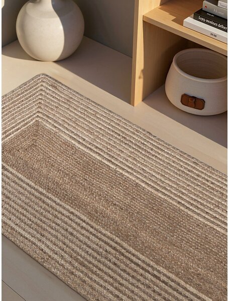 Passatoia colore naturale chiaro/colore naturale scuro in iuta reversibile/tessuta a mano 80x300 cm Juno – Hanse Home