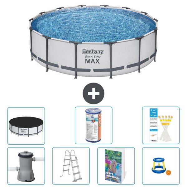 Bestway Steel Pro MAX, piscina in acciaio, forma rotonda, dimensioni 427x122 cm, composta da 6 parti, modello S541