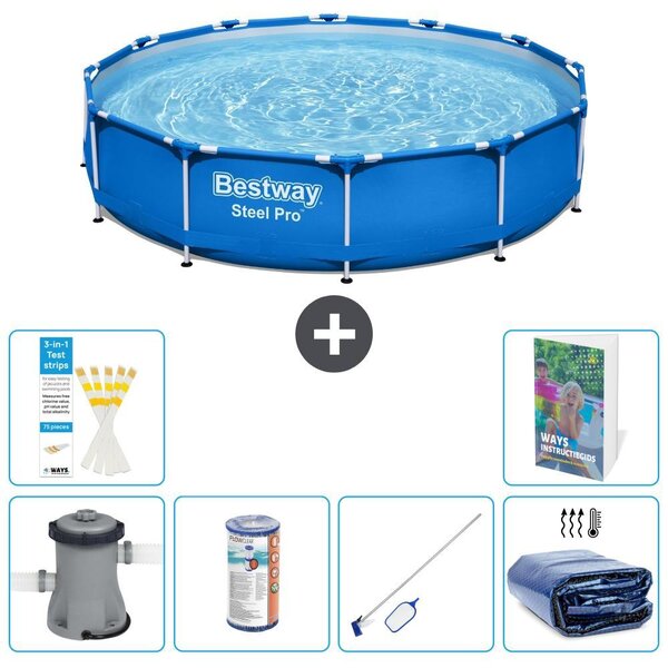 Piscina gonfiabile Bestway Steel Pro, rotonda, dimensioni 366x76 cm, composta da 5 parti, modello S194