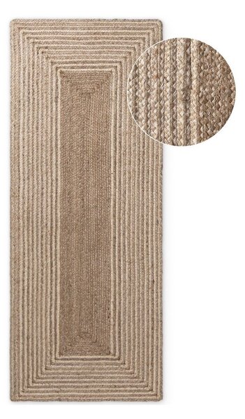 Passatoia colore naturale chiaro/colore naturale scuro in iuta reversibile/tessuta a mano 80x300 cm Juno – Hanse Home
