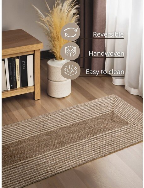 Passatoia colore naturale chiaro/colore naturale scuro in iuta reversibile/tessuta a mano 80x300 cm Juno – Hanse Home