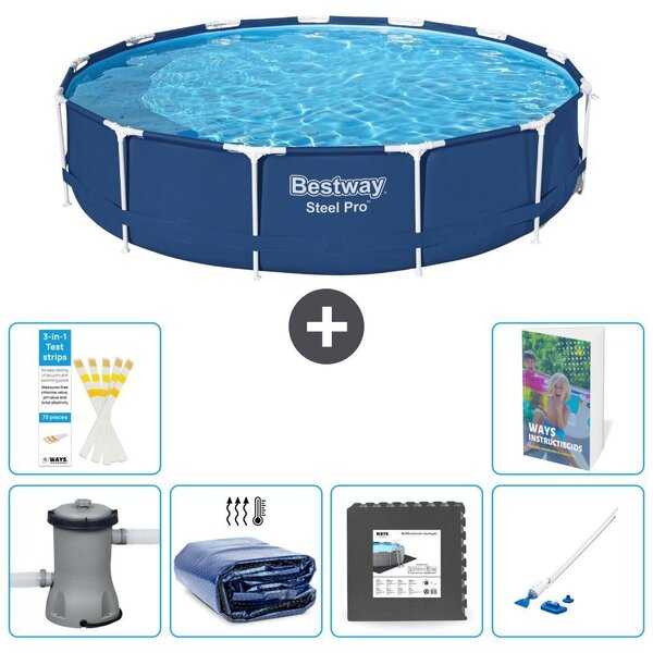 Piscina gonfiabile Bestway Steel Pro, rotonda, dimensioni 396x84 cm, composta da 5 parti, modello S315