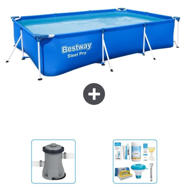 Bestway Steel Pro, piscina rettangolare - 300x201x66 cm - 3 pezzi - Modello S22302