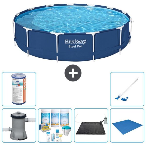 Bestway Steel Pro, piscina in acciaio, rotonda - 396x84 cm - composta da 7 elementi, modello S22110