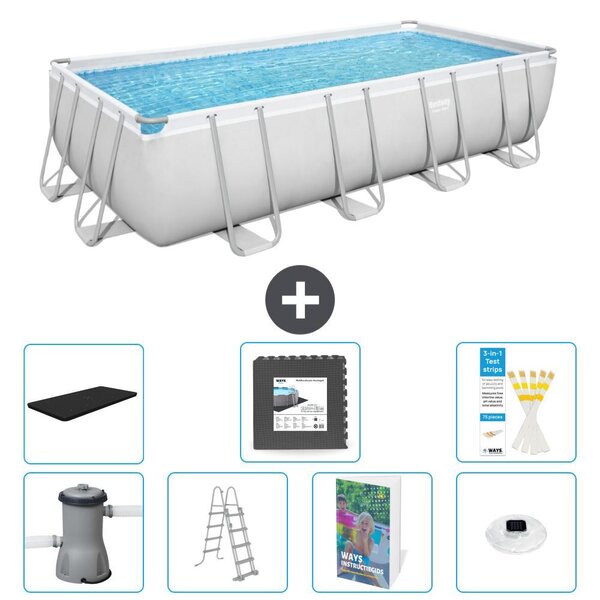 Bestway Power Steel, piscina rettangolare - 488x244x122 cm - composta da 6 parti, modello S608