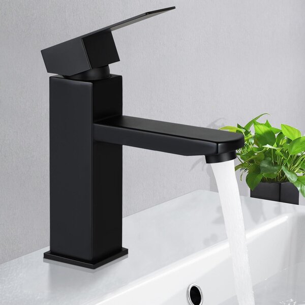 Rubinetto da bagno Nero Miscelatore per lavabo Rubinetto per lavabo quadrato per bagno Miscelatore per lavabo in acciaio inox Miscelatore monocomando Rubinetto da bagno