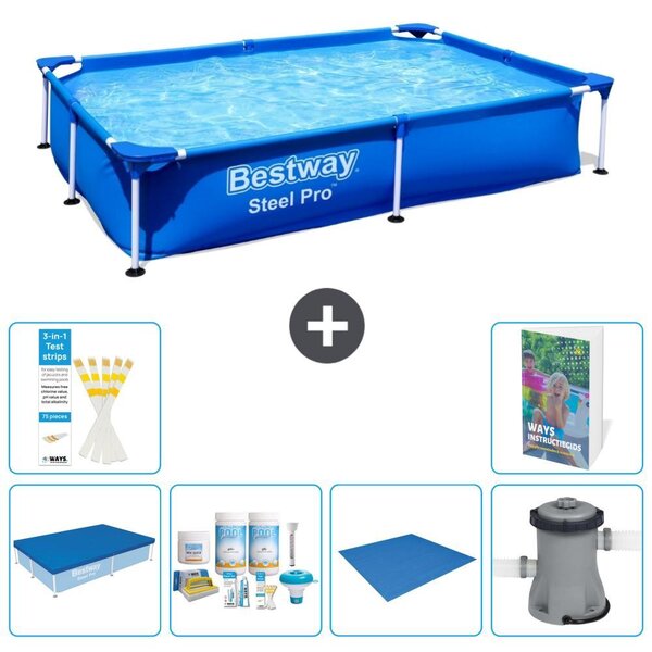 Bestway Steel Pro, piscina rettangolare - 221x150x43 cm - 5 pezzi, modello S77