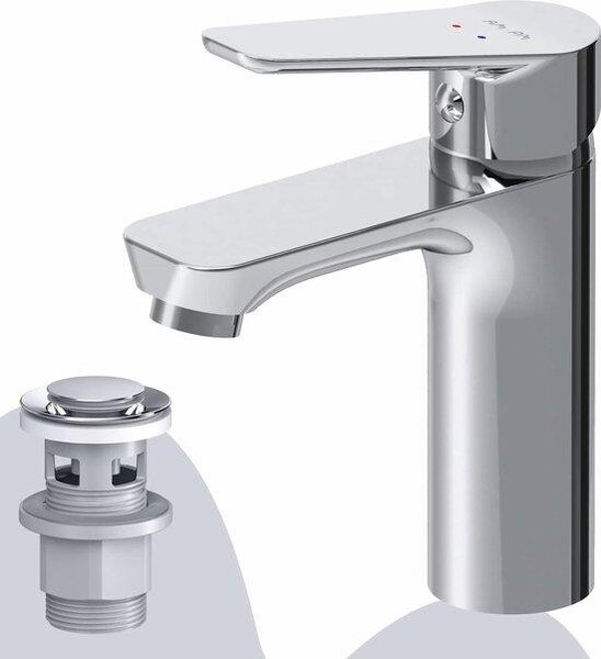 Rubinetto per lavabo facile da installare, bocca da 102 mm, cromato
