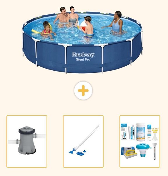 Bestway Steel Pro, piscina in acciaio, forma rotonda - 396x84 cm - composta da 4 parti, modello S22755