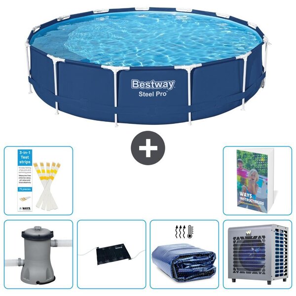 Piscina gonfiabile Bestway Steel Pro, rotonda, dimensioni 396x84 cm, composta da 5 parti, modello S216