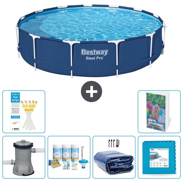 Piscina gonfiabile Bestway Steel Pro, rotonda, dimensioni 396x84 cm, composta da 5 parti, modello S188