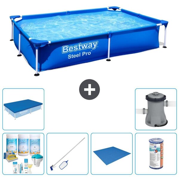Bestway Steel Pro, piscina rettangolare - 221x150x43 cm - 7 pezzi - Modello S21515