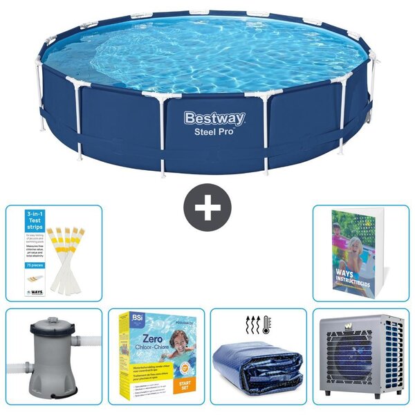 Piscina gonfiabile Bestway Steel Pro, rotonda, dimensioni 396x84 cm, composta da 5 parti, modello S331