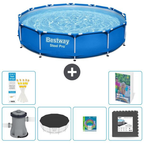 Bestway Steel Pro, piscina in acciaio, rotonda - 366x76 cm - composta da 5 parti, modello S317