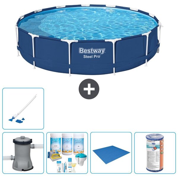 Piscina gonfiabile Bestway Steel Pro, rotonda, dimensioni 396x84 cm, composta da 6 parti, modello S22113
