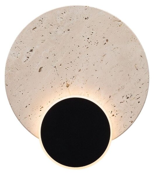 Applique LED decorativa in pietra TRAVERTINO nero-beige 10W luce calda 405 lm, pietra dim.: 20,5x20,5x6 cm IP20 Maxlight
