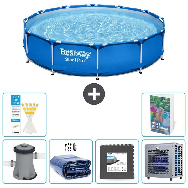 Piscina gonfiabile Bestway Steel Pro, rotonda, dimensioni 366x76 cm, composta da 5 parti, modello S190