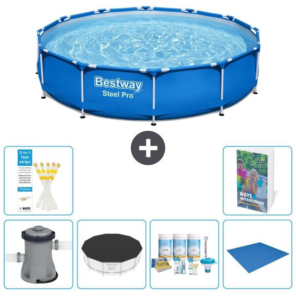 Bestway Steel Pro, piscina in acciaio, forma rotonda - 366x76 cm - composta da 5 parti, modello S251