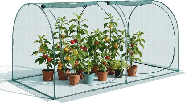 Tenda protettiva per piante - Serra con rete protettiva per piante per aiuole rialzate - 248,9 x 120 x 120 cm - Con porta con cerniera - Resistente al vento - Per giardino e terrazza