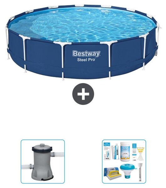 Bestway Steel Pro, piscina in acciaio, forma rotonda - 396x84 cm - composta da 3 parti, modello S22314