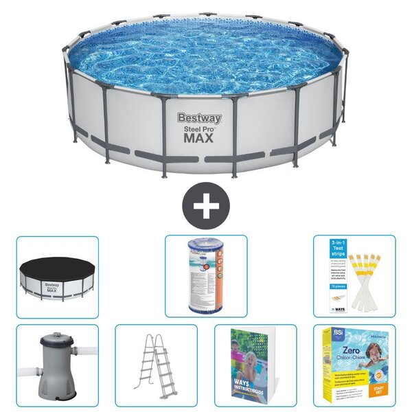 Piscina gonfiabile Bestway Steel Pro MAX, rotonda, 488x122 cm, composta da 6 parti, modello S572