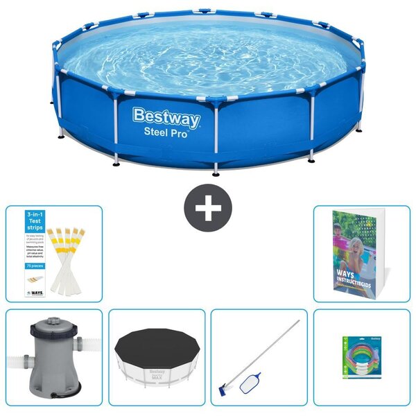 Bestway Steel Pro, piscina in acciaio, rotonda - 366x76 cm - composta da 5 parti, modello S299