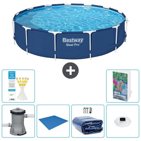 Piscina gonfiabile Bestway Steel Pro, rotonda, dimensioni 396x84 cm, composta da 5 parti, modello S272
