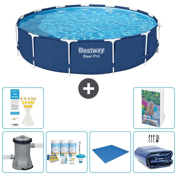 Piscina gonfiabile Bestway Steel Pro, rotonda, dimensioni 396x84 cm, composta da 5 parti, modello S289