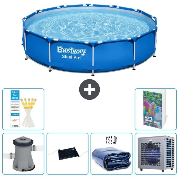 Piscina gonfiabile Bestway Steel Pro, rotonda, dimensioni 366x76 cm, composta da 5 parti, modello S216